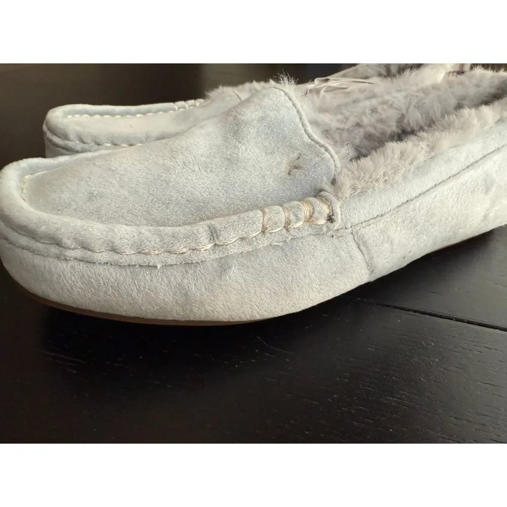 UGG Koolaburra Little Kid‎ Suede Slippers Size 2 Blue Faux Fur Lined